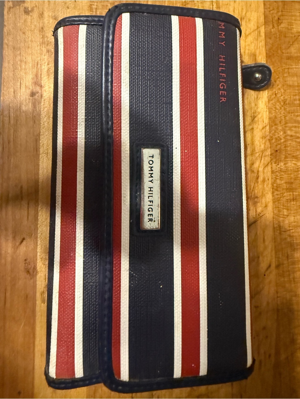 Tommy Hilfiger Trifold Women’s Navy, Red & White Striped Continental Wallet